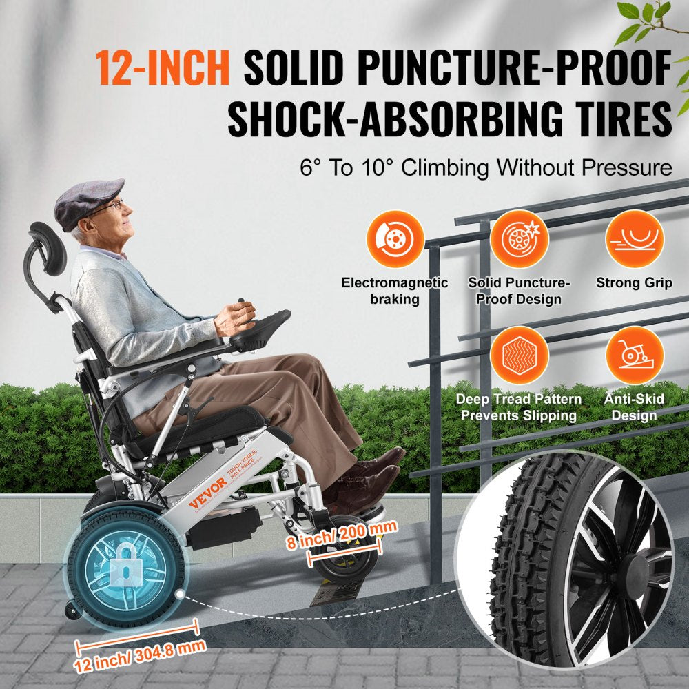 Electric Wheelchair for Adults Seniors, 300 lbs Weight Capacity, 17.7 in Width Lightweight Foldable Motorized Power Wheelchairs, Long Range All Terrain Aluminum Alloy Chair, Adjustable Backrest