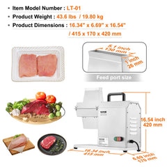 Commercial Meat Tenderizer, Heavy Duty Stainless Steel Kitchen Tool with Handle, Meat Tong, and Cleaning Brush, 450W Electric Meat Tenderizer Machine for Beef, Turkey, Chicken, Pork, and Fish