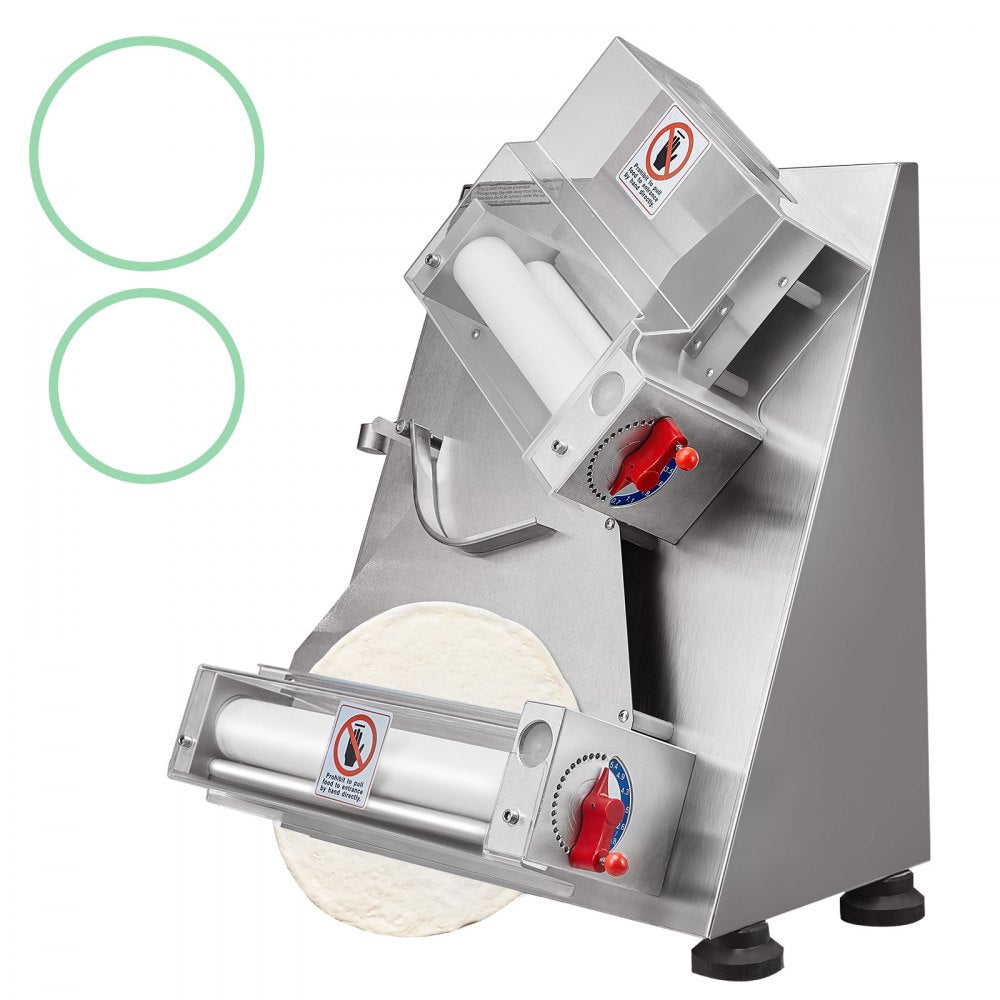 Pizza Dough Roller Sheeter, 3-12 Inch Automatic Commercial Pizza Press, 370W Electric 260 Per Hour Dough Roller, Stainless Steel Adjustable Thickness Dough Machine, for Pasta Maker Equipment