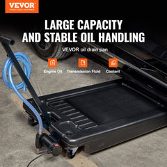 Low Profile Oil Drain Pan, 17 Gallon Oil Drain Pan with Pump, Oil Change Pan with 180W Electric Pump, 8.2ft Hose & Folding Handle, Rolling Oil Drain Cart for Trucks, Buses, RVs