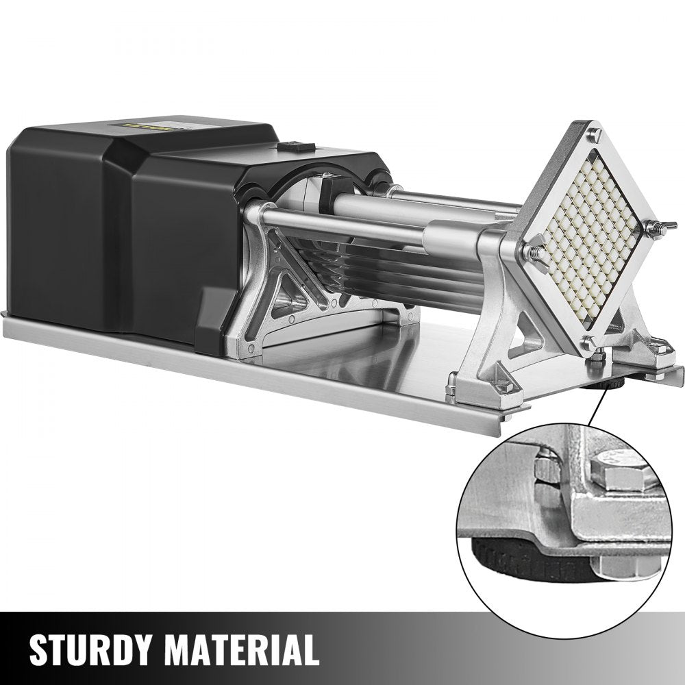 Electric French Fry Cutter with 6mm 9mm 13mm and 8-Wedge Blade Potato Chip Cutter Machine 110V 40W Stainless Steel Electric Potato Cutter Horizontal