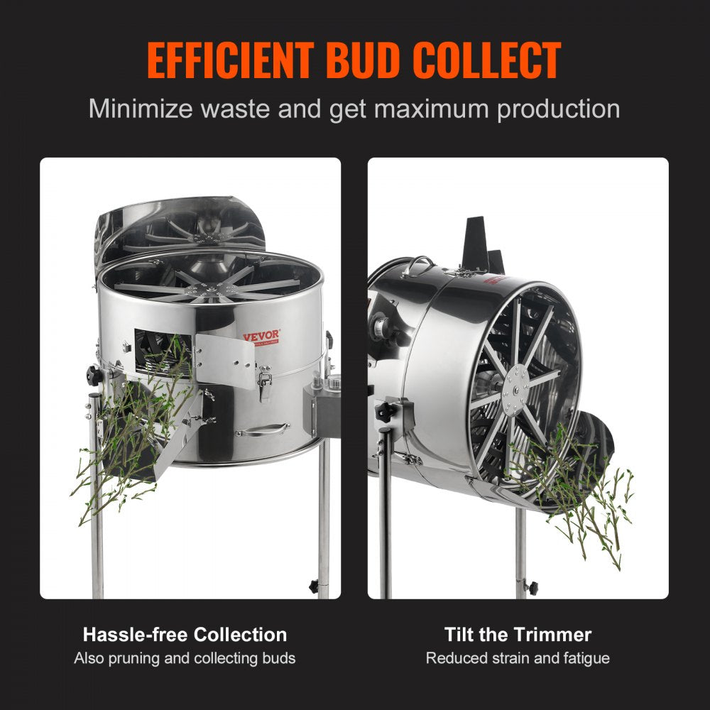 Electric Bud Trimmer, 19`` Electric Leaf Trimmer Machine with 60W Adjustable Speed, Tillable Trimmer with Stainless-Steel Blades, Bud Leaf Trimmer Mesh Bag & Hand Pruner Included for Leaves, Bud