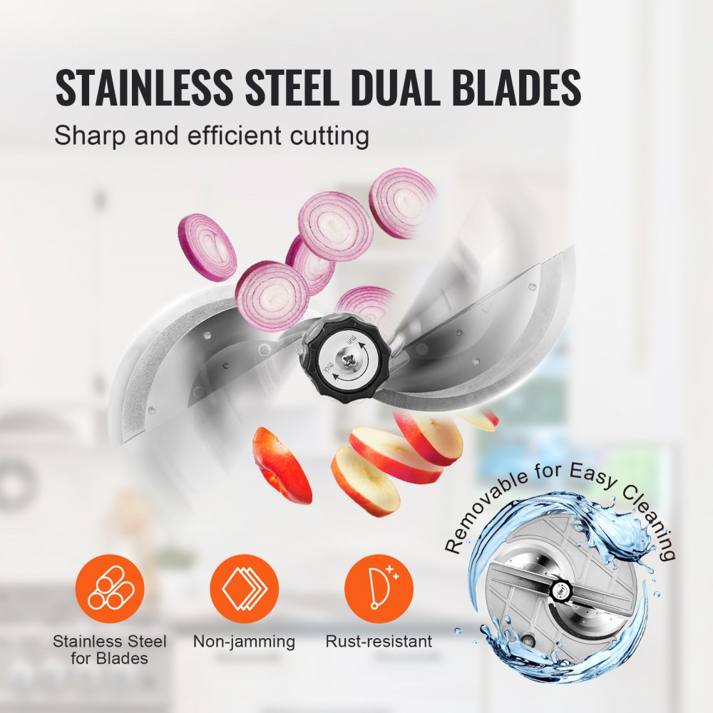 Electric Vegetable Slicer, 0-0.5"/0-12mm Thickness Adjustable Commercial Slicer Machine, Convertible to Manual, Stainless Steel Food Cutter Slicing Machine, Large Feed Port for Potato, Tomato
