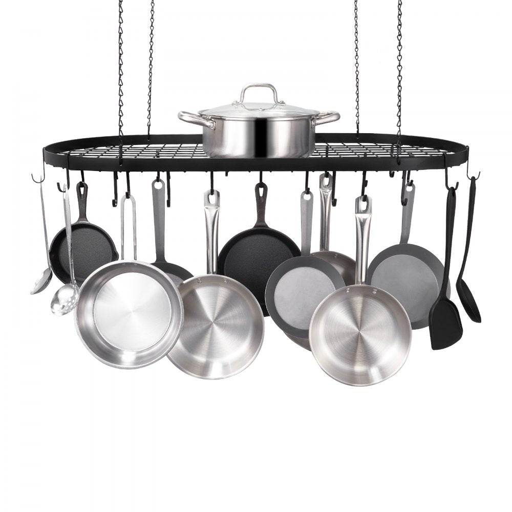 Hanging Pot Rack, 36 inch Hanging Pot Rack Ceiling Mount, Ceiling Pot Rack with 20 S Hooks, 80 lbs Loading Weight, Ideal for Home, Restaurant, Kitchen Cookware, Utensils