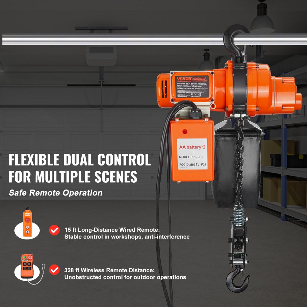 Electric Chain Hoist Single Phase Crane Hoist 2200 lbs Load 20 ft Lifting