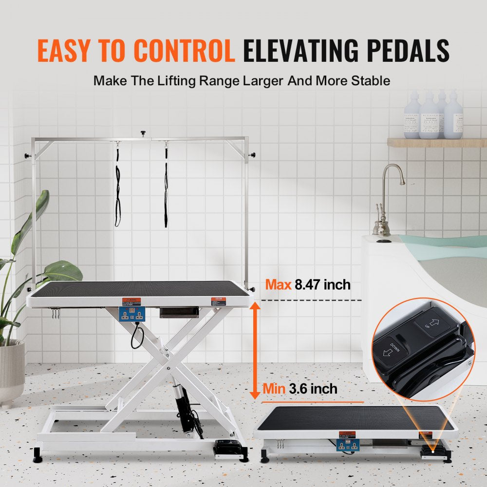 50" Electric Pet Grooming Table, Heavy Duty Dog Grooming Arm for Large Dogs, Height Adjustable Dog Grooming Station, Anti Slip Tabletop/Dog Grooming Station, Max Bearing 400LBS