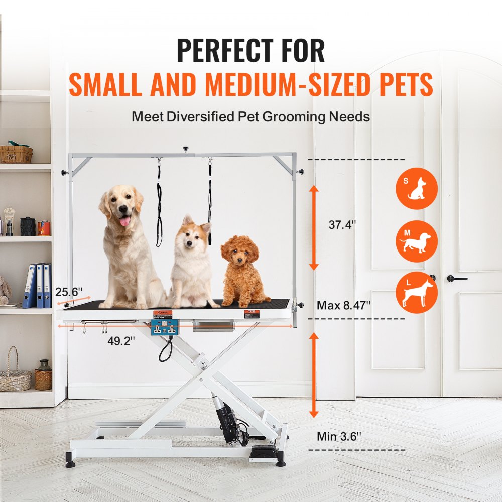 50" Electric Pet Grooming Table, Heavy Duty Dog Grooming Arm for Large Dogs, Height Adjustable Dog Grooming Station, Anti Slip Tabletop/Dog Grooming Station, Max Bearing 400LBS