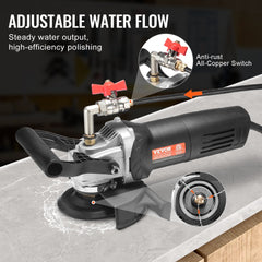 Black and silver 4-inch wet stone polisher with red water flow valve and ergonomic handle.