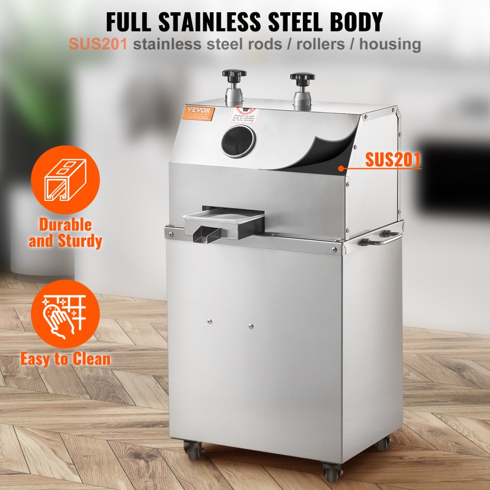 Electric Sugar Cane Juicer, 750W Sugarcane Juicer Machine with 661LBS/H High Output, 3 Stainless Steel Rollers, 2.4" Large Inlet, Sugarcane Juice Extractor Squeezer on Wheels for Home/Commercial
