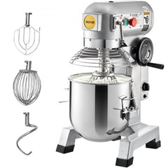 Commercial Food Mixer, 15Qt Commercial Mixer with Timing Function, 500W Stainless Steel Bowl Heavy Duty Electric Food Mixer Commercial with 3 Speeds Adjustable 113/184/341 RPM, Dough Hook Whisk Beater Included, Perfect for Bakery Pizzeria