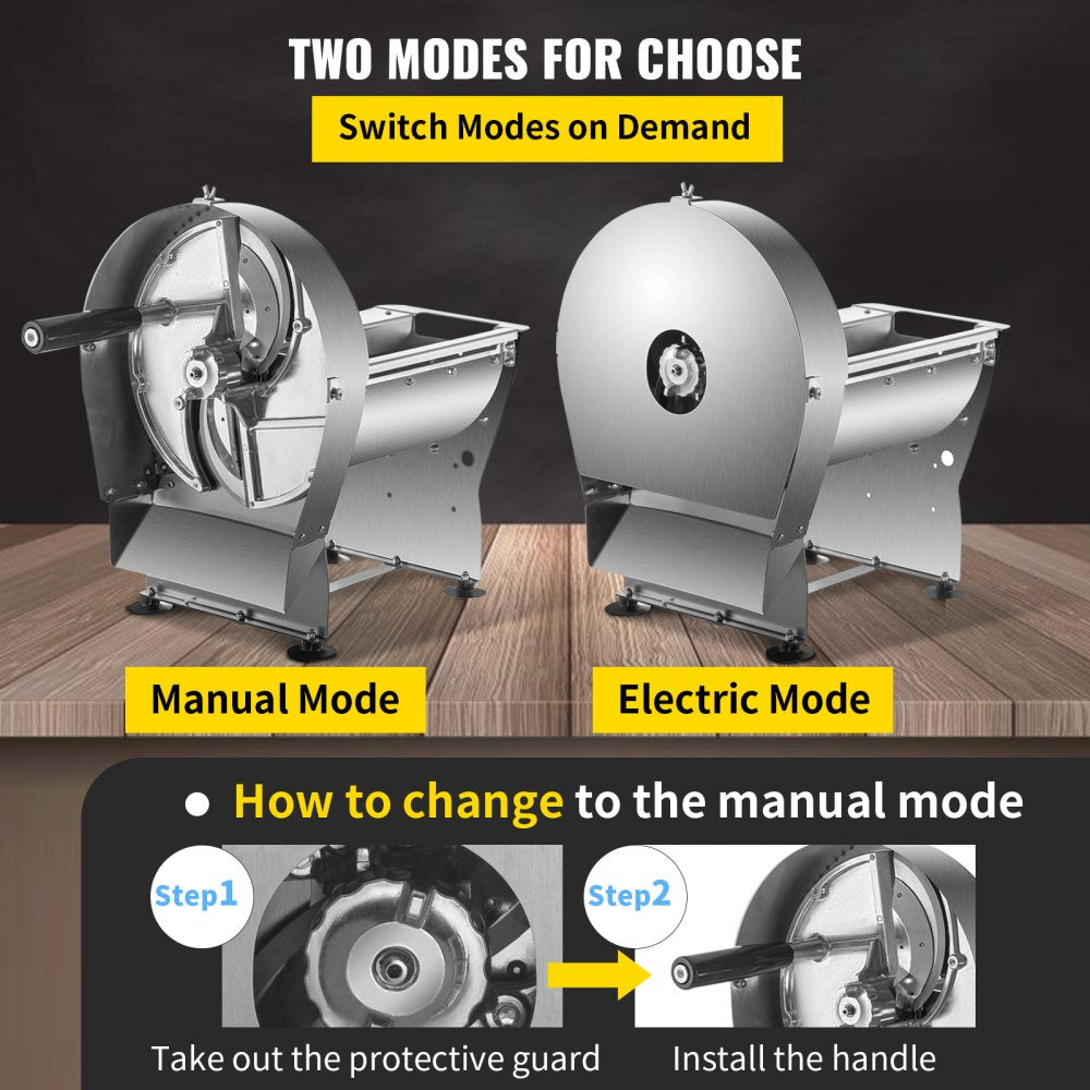 Electric Food Slicer, 10In Manual Vegetable Fruit Slicer, 0-0.4 In Adjustable Thickness Fruit Slicer Machine with Removable Stainless Steel Blade, Non-Slip Feet Commercial Food Slicer, Silver