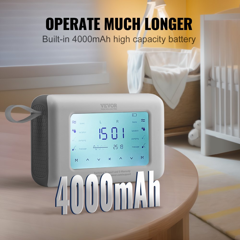 Breast Pump, Single/Double Adjustable Electric Breast Pumps, 4 Modes & 9/15 Levels, Reciprocating Piston Pumps, 4000mAH Anti-Backflow Breastfeeding Pump with 300mmHg High Suction, 18/22mm Flange