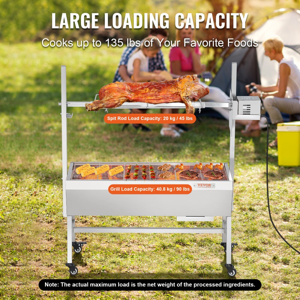 Roaster Spit Rotisserie BBQ Grill Pig Lamb Chicken Roaster 42W 135 lbs