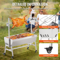 Roaster Spit Rotisserie BBQ Grill Pig Lamb Chicken Roaster 42W 135 lbs