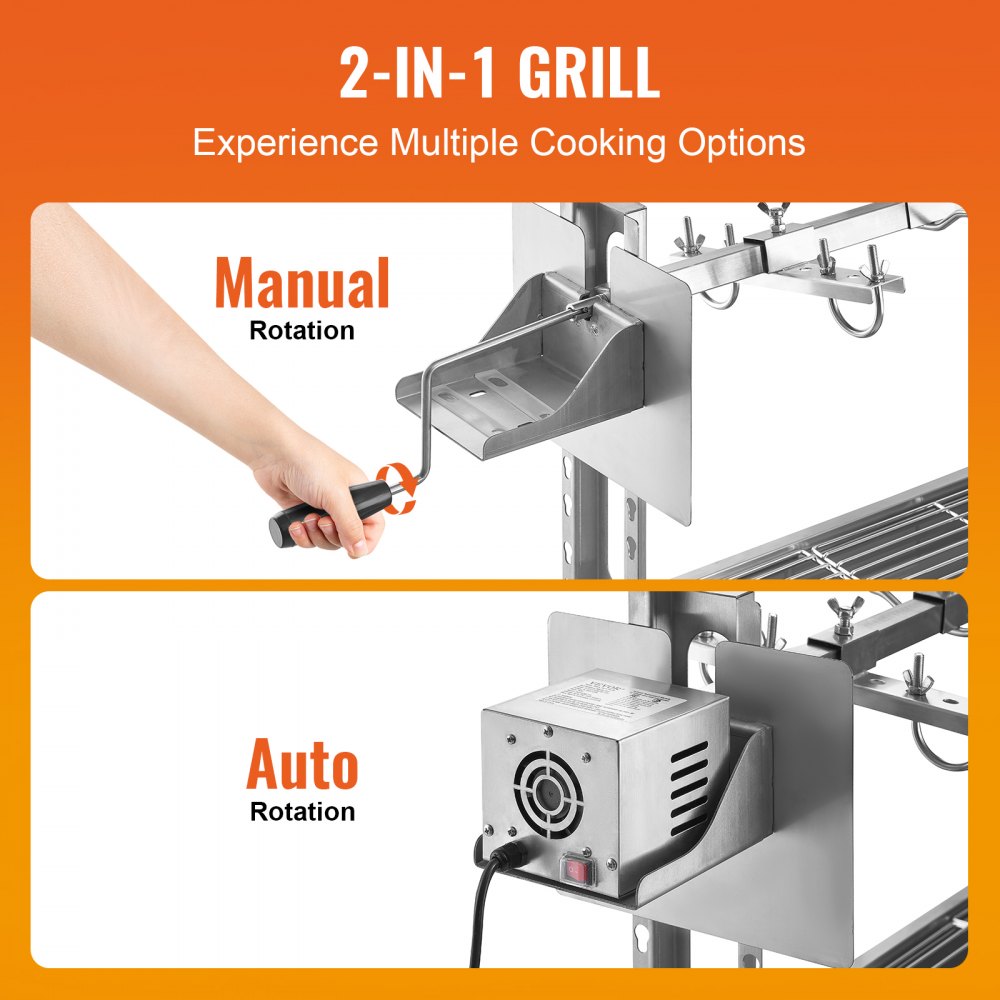 Roaster Spit Rotisserie BBQ Grill Pig Lamb Chicken Roaster 52W 198LBS