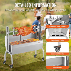 Roaster Spit Rotisserie BBQ Grill Pig Lamb Chicken Roaster 52W 198LBS