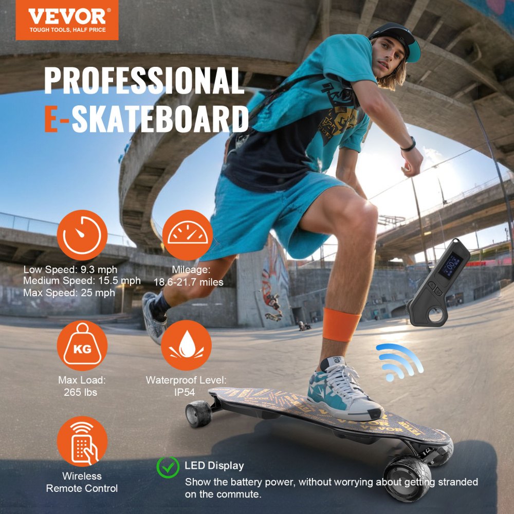Electric Longboard Skateboard with Control 21.7 Mile Range for Adults Kids