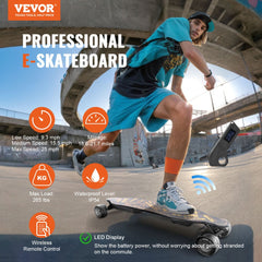Electric Longboard Skateboard with Control 21.7 Mile Range for Adults Kids