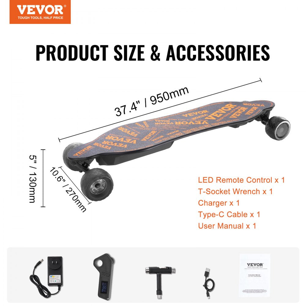Electric Longboard Skateboard with Control 21.7 Mile Range for Adults Kids