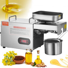 Electric Oil Press Machine, 850W Stainless Steel Oil Extractor Machine, 0-300℃ / 32 - 572 ℉ Adjustable Temperature, Hot Press Oil Expeller for Pressing Peanuts, Sesame Seeds, Rapeseed, Tea Seeds