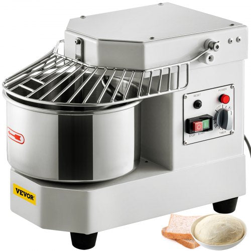 Commercial Food Mixer, 8.5Qt Capacity, 450W Dual Rotating Dough Kneading Machine with Food-grade Stainless Steel Bowl, Security Shield & Timer Included, Baking Equipment for Restaurant Pizzeria