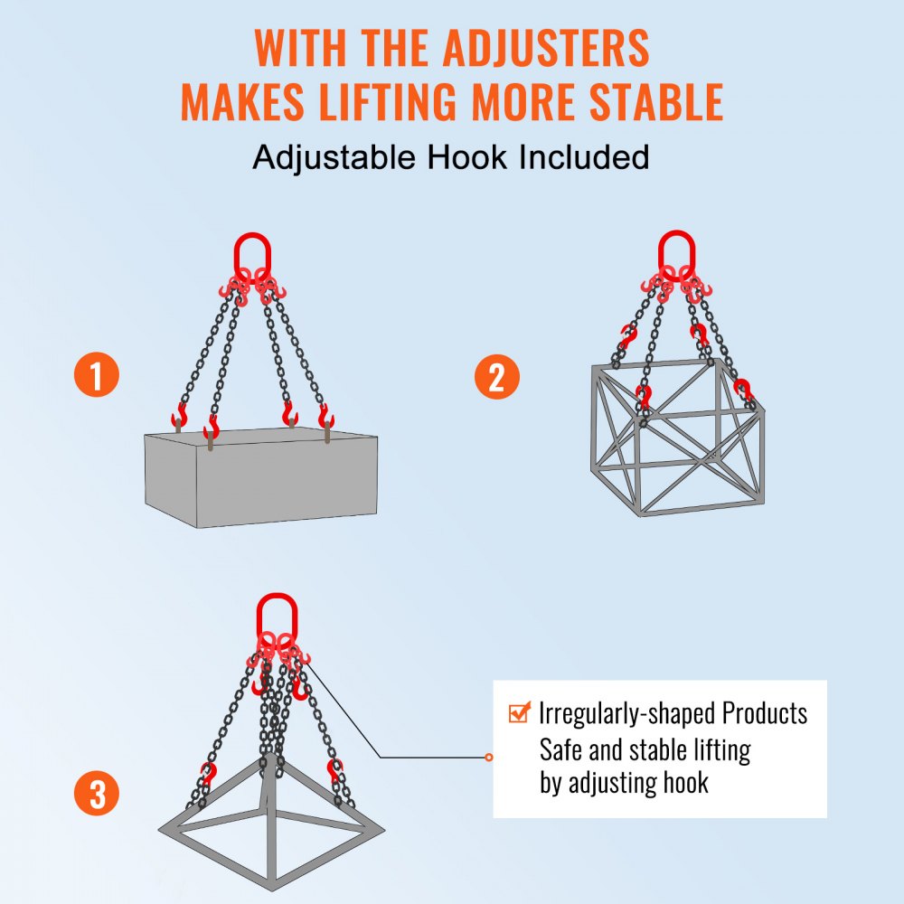 Chain Sling, 11000 lbs Weight Capacity, 5/16`` x 5` G80 Lifting Chain with Grab Hooks, DOT Certified, Blackening Coating Manganese Steel & Adjustable Length, for Dock Factory Construction Site