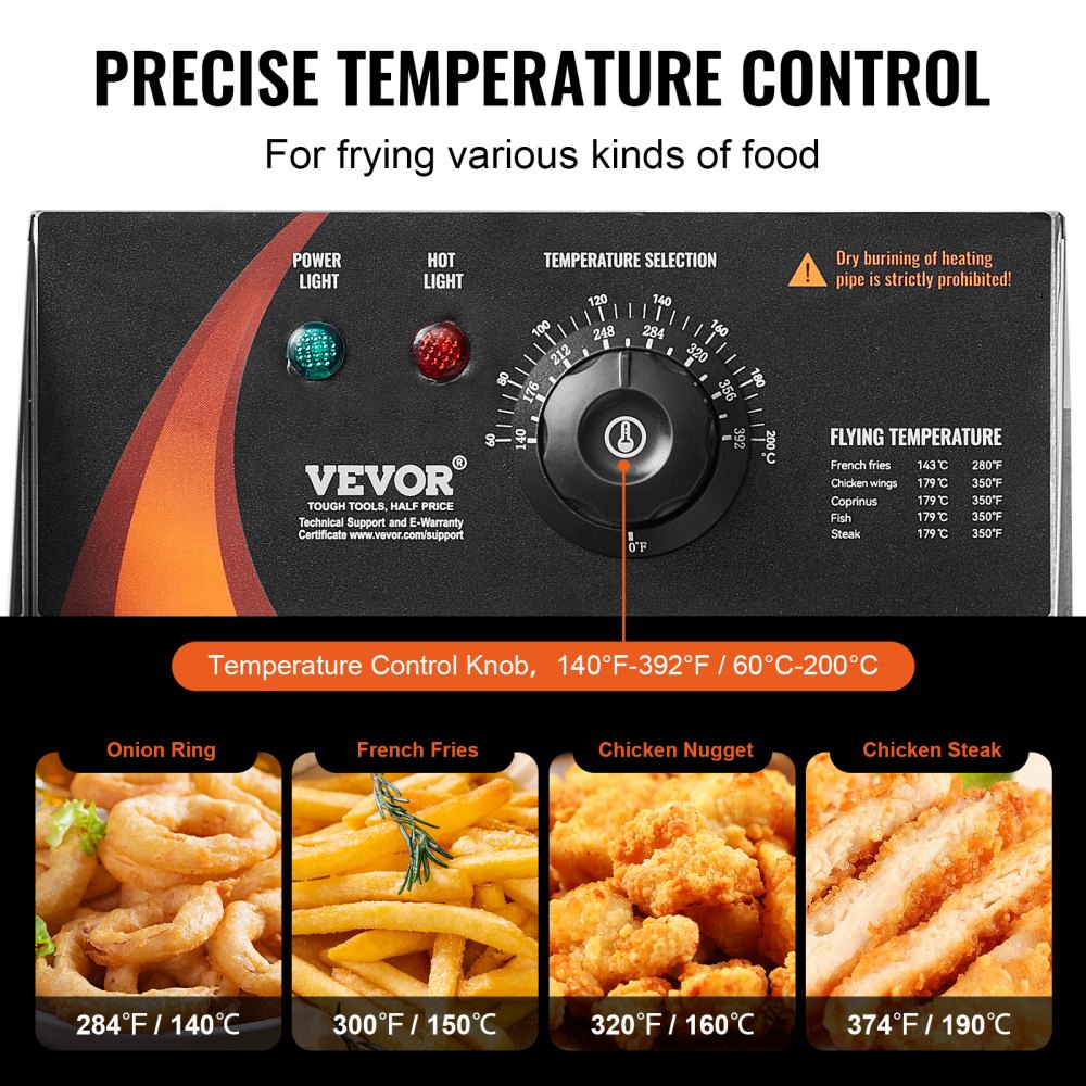 Commercial Electric Deep Fryer Countertop Deep Fryer 3000W 18Qt / 17L