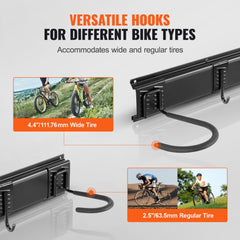 Bike Storage Rack, 4 Bike Racks and 2 Helmets Hooks, Wall Mount Bike Storage Hanger, Home & Garage Organizer, Customizable for Various Bike Sizes, Adjustable Holder, Holds Up to 200 lbs, 36-inch