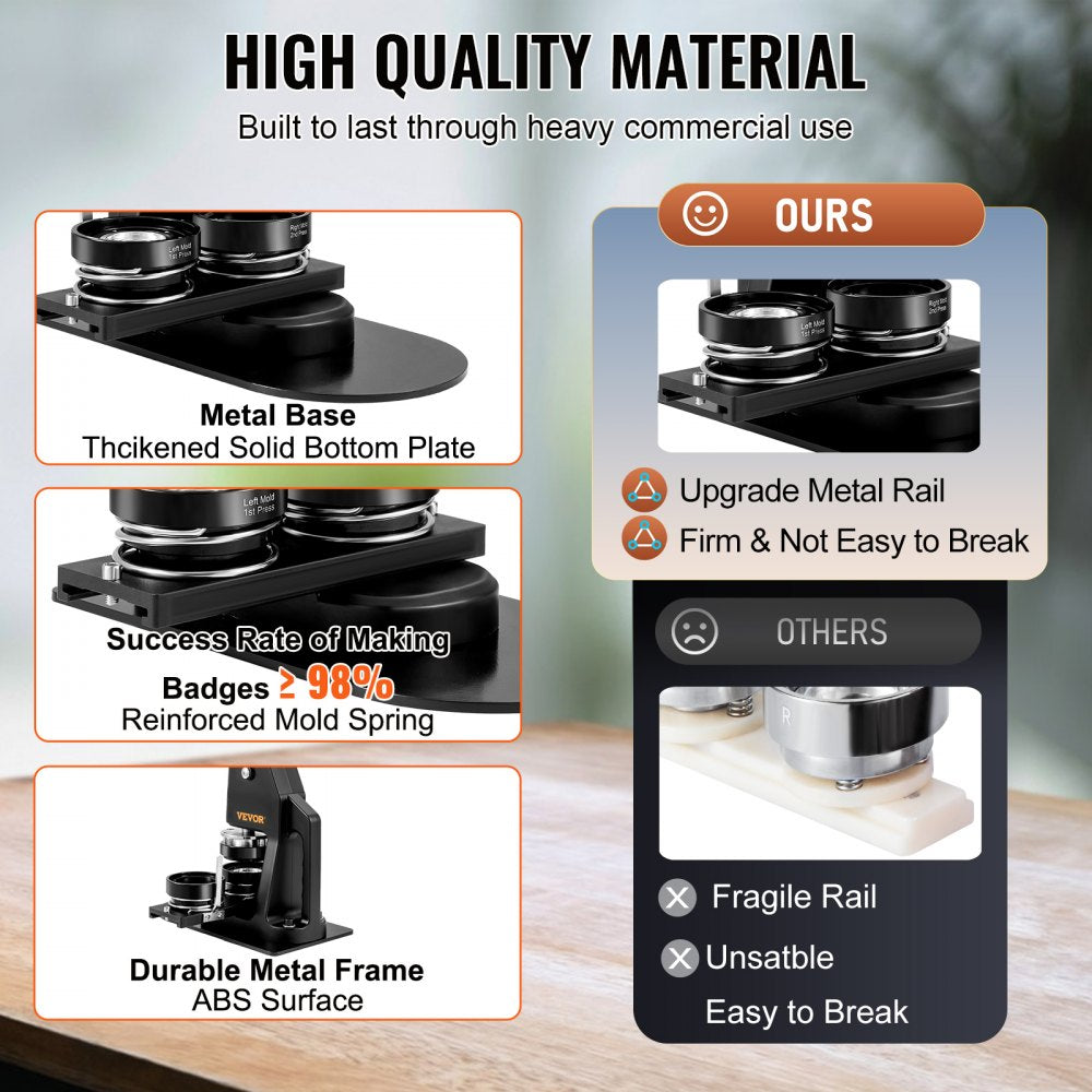 Bostome 2-in-1 Button Maker Machine with detachable molds for 1.25" and 2.25" badges.