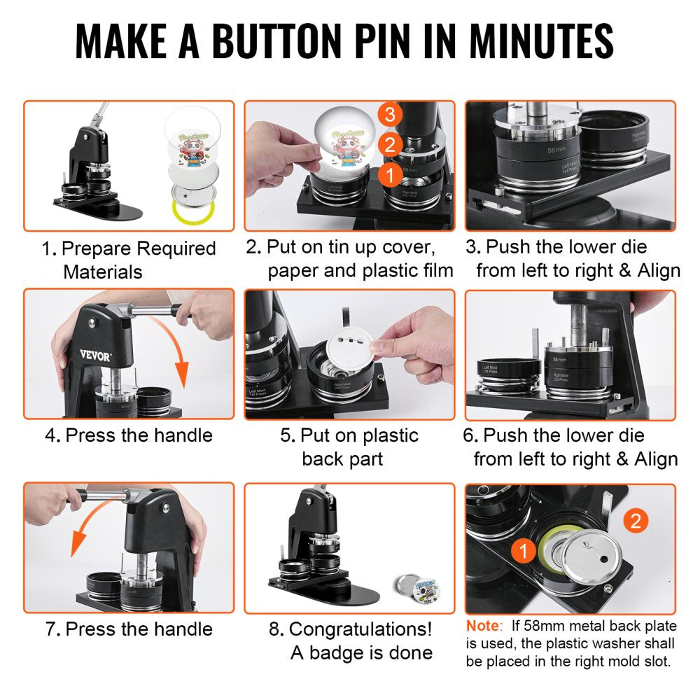 Bostome 2-in-1 Button Maker Machine with detachable molds for 1.25" and 2.25" badges.