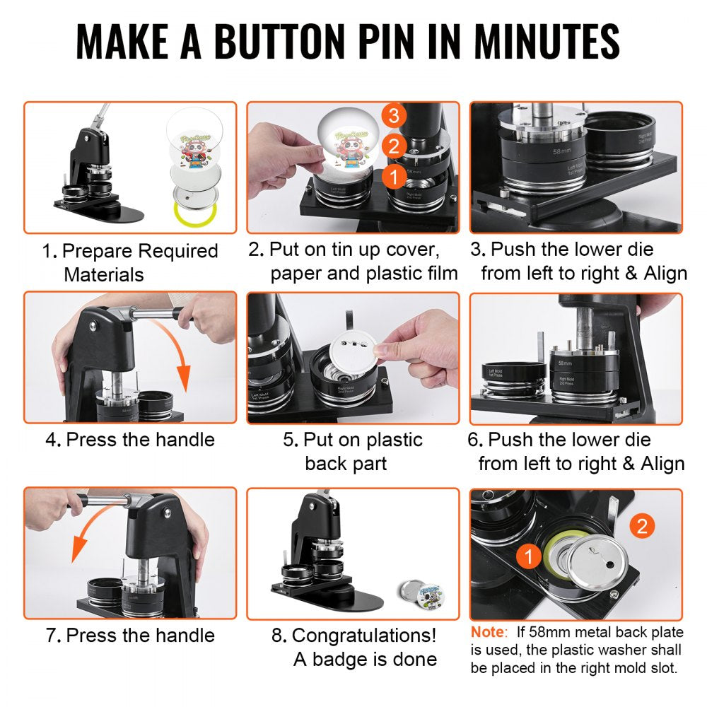 Bostome 2-in-1 Button Maker Machine Kit with dual molds for 1" and 2.25" pin badges.