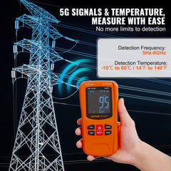 3-in-1 EMF Meter, 5Hz-6GHz, Handheld Rechargeable Electromagnetic Field Radiation Detector, Digital LCD EMF Tester for EF MF RF Home Inspections Outdoor Ghost Hunting 5G Cell Tower Temperature