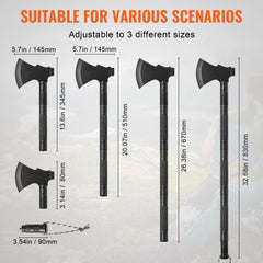 Bostome 16-in-1 camping folding shovel and axe multitool kit with adjustable handle and tools.
