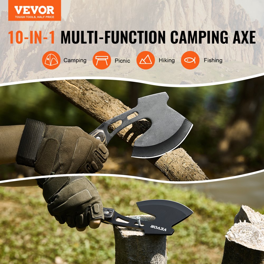 Bostome Hunting Knife and Hatchet Axe Combo Set with stainless steel blades and rubber handles.
