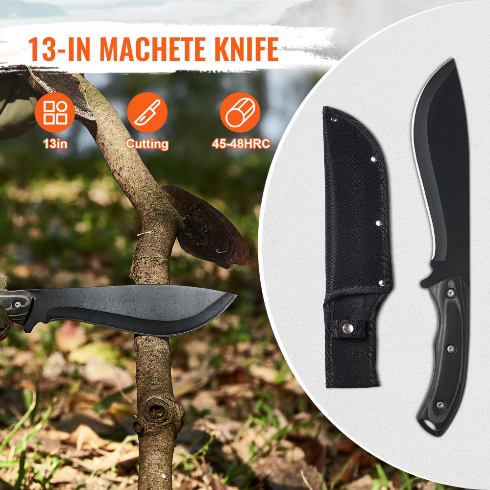 Bostome Hunting Knife and Hatchet Axe Combo Set with stainless steel blades and rubber handles.