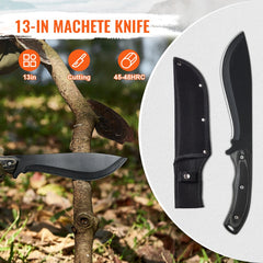 Bostome Hunting Knife and Hatchet Axe Combo Set with stainless steel blades and rubber handles.