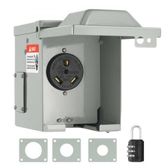 30 Amp RV Power Outlet Box, 125/250 Volt, Enclosed Lockable Outdoor RV Receptacle Box, NEMA TT-30R Weatherproof Electrical Panel, for RV Camper Trailer Motorhome Tested to UL Standards