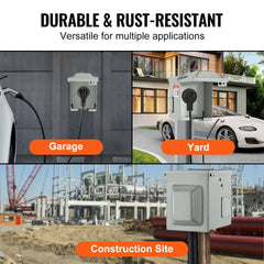 30 Amp RV Power Outlet Box, 125/250 Volt, Enclosed Lockable Outdoor RV Receptacle Box, NEMA TT-30R Weatherproof Electrical Panel, for RV Camper Trailer Motorhome Tested to UL Standards