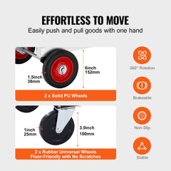 Aluminum Folding Hand Truck, 2 in 1 Design 400 lbs Capacity, Heavy Duty Industrial Collapsible cart, Dolly Cart with Rubber Wheels for Transport and Moving in Warehouse, Supermarket, Garden