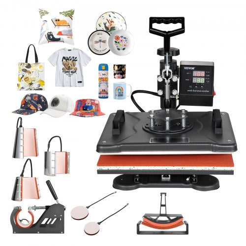 Bostome 8-in-1 heat press machine with LCD screen and adjustable spring plate for versatile transfers.