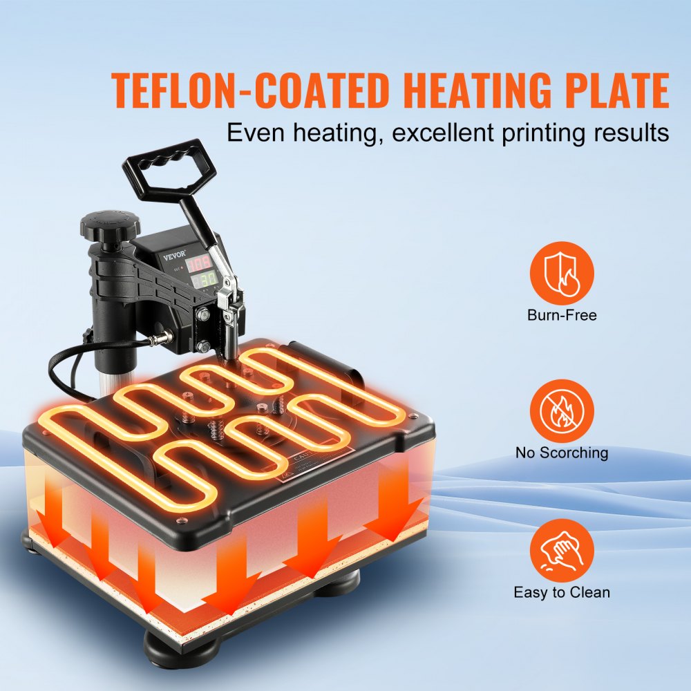 Bostome 8-in-1 heat press machine with a 12"x15" heating surface and LCD control panel.