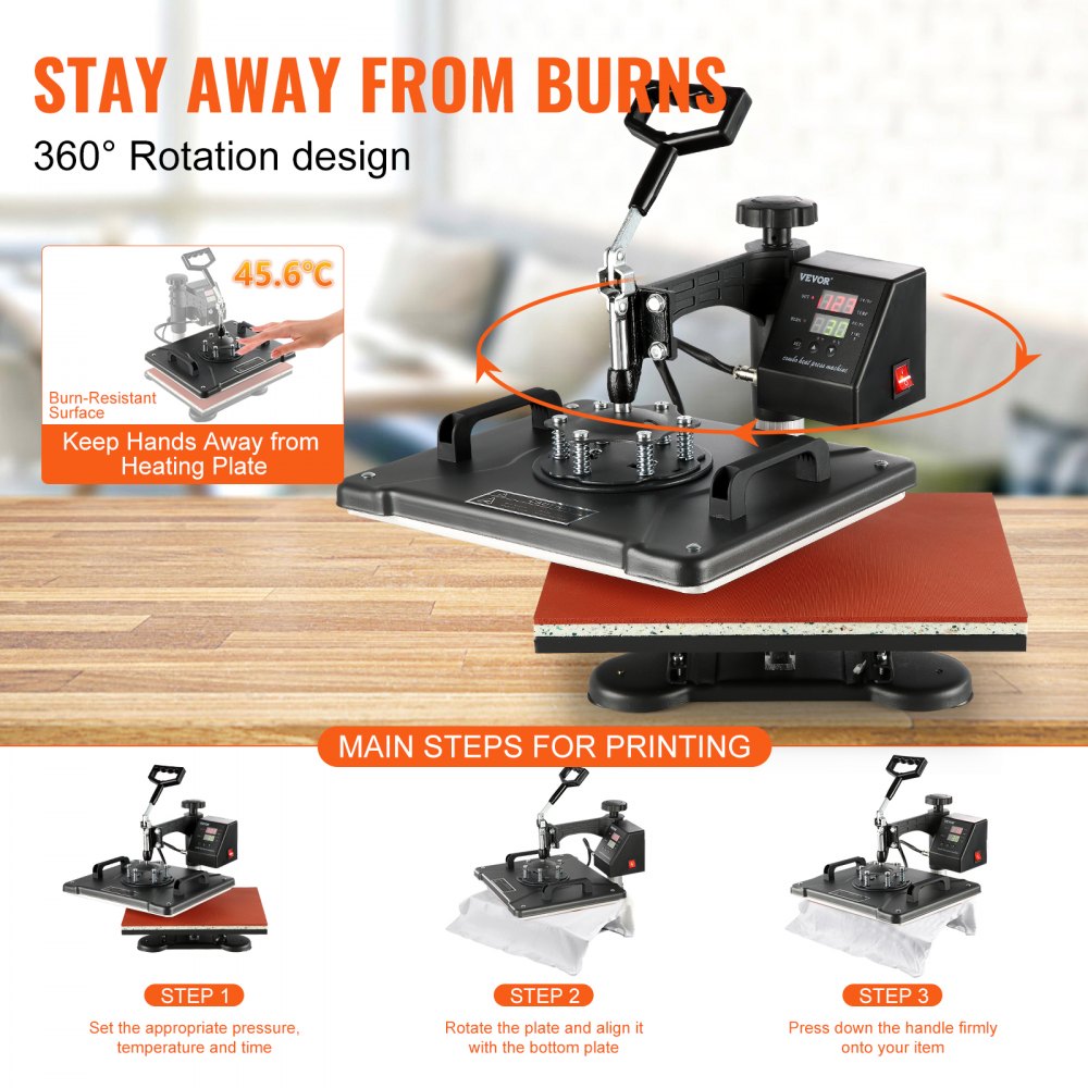 Bostome 8-in-1 heat press machine with a 12"x15" digital display for T-shirt and mug transfers.