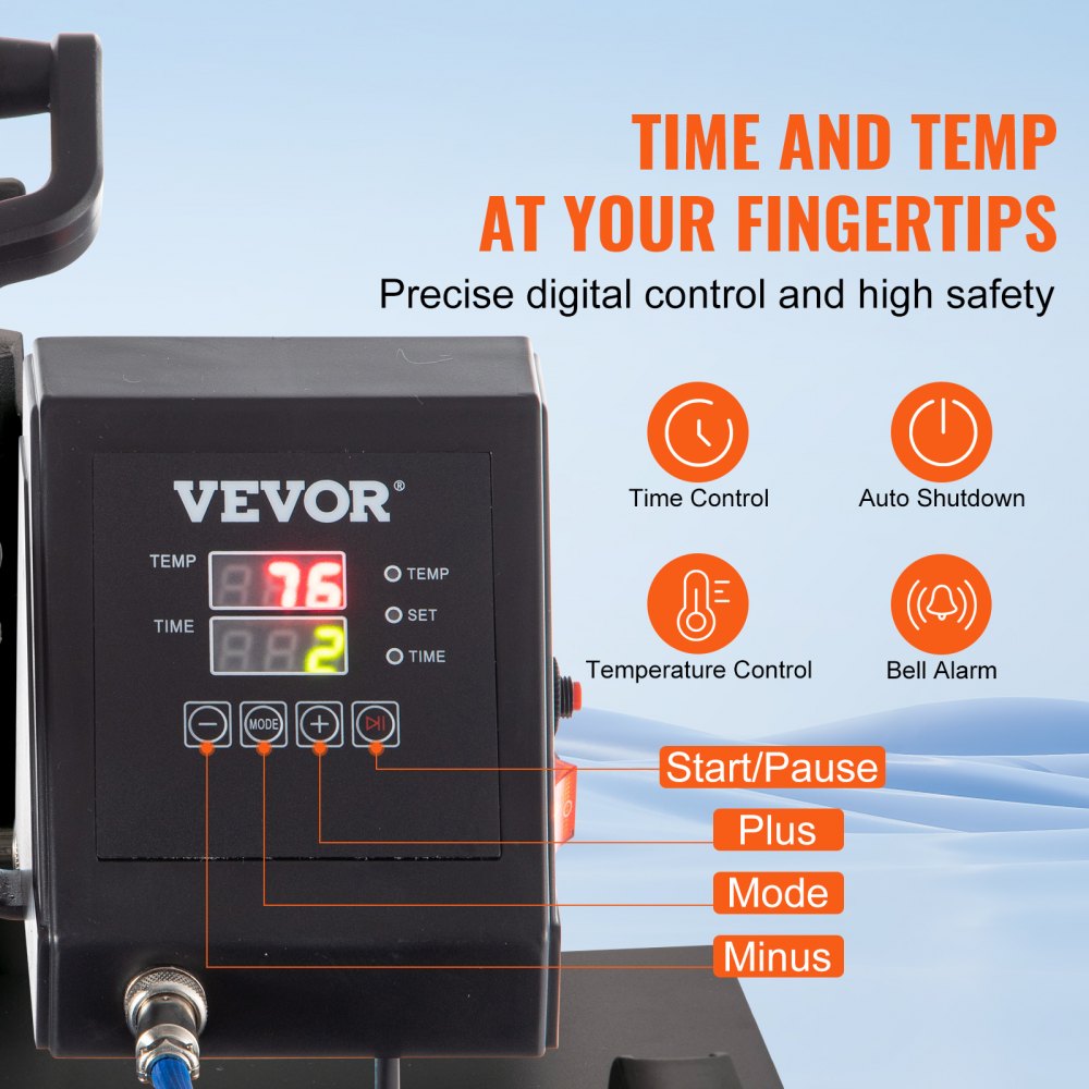 Bostome 6-in-1 heat press machine with a 15"x15" swing away design and digital control panel.