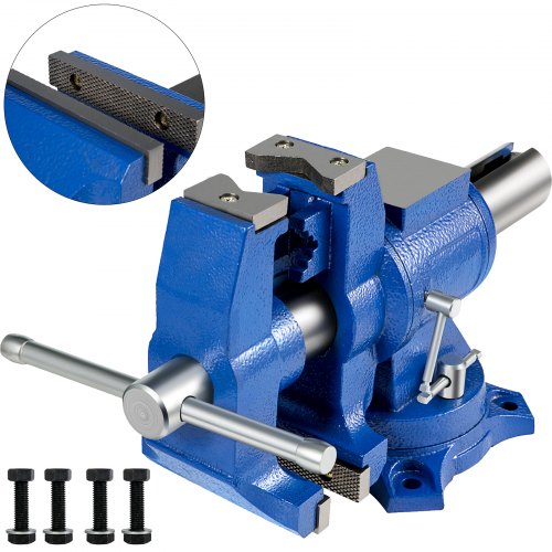 Bostome 6" heavy duty bench vise with 360° swivel head and ductile iron construction.