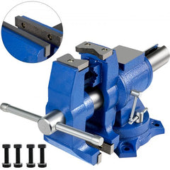 Bostome 6" heavy duty bench vise with 360° swivel head and ductile iron construction.