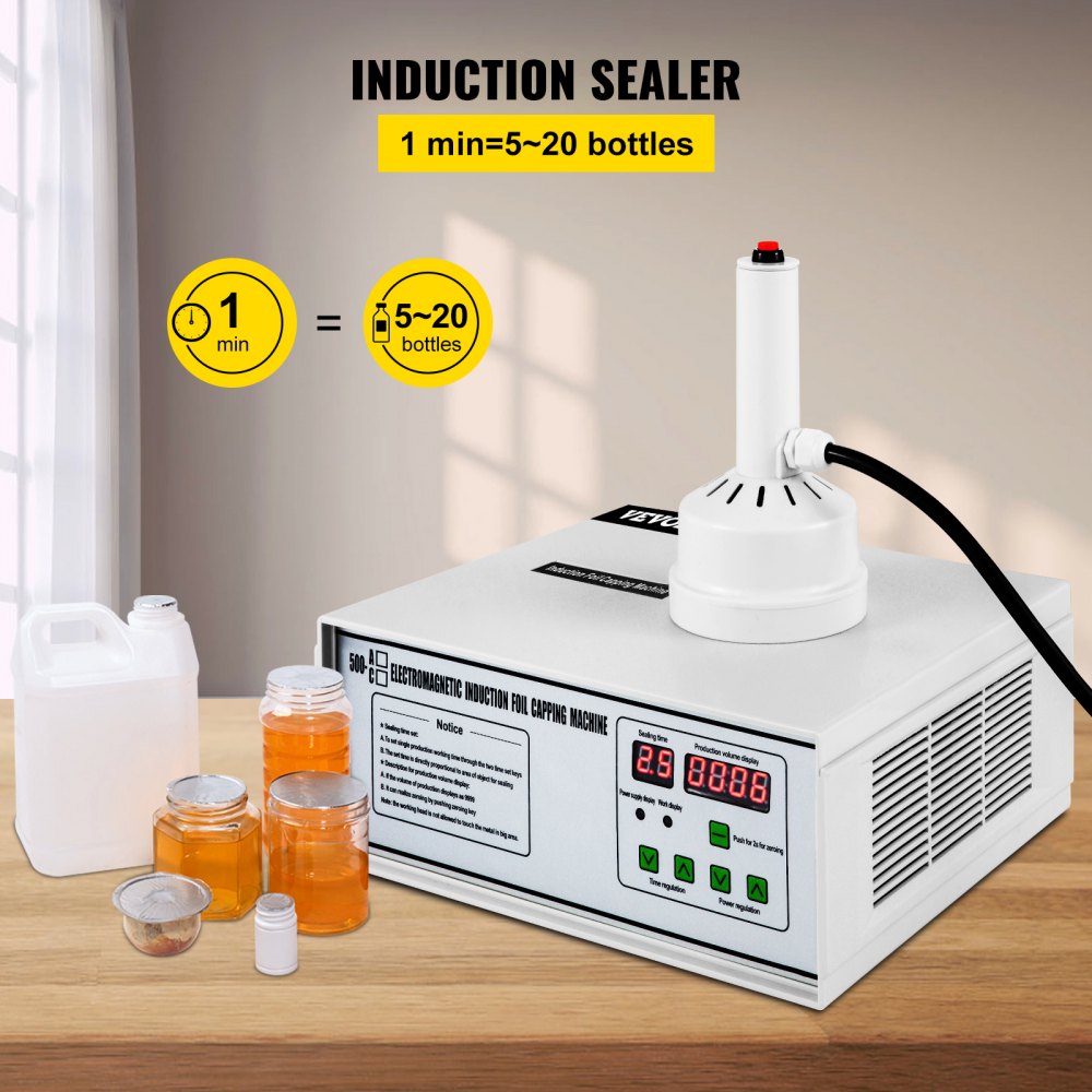 Induction Sealer, 20mm-100mm 110V Induction Bottle Sealing Machine, Induction Sealing Machine, White Bottle Cap Sealing Machine for Bottles