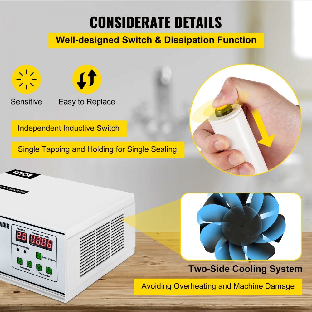 Induction Sealer, 20mm-100mm 110V Induction Bottle Sealing Machine, Induction Sealing Machine, White Bottle Cap Sealing Machine for Bottles