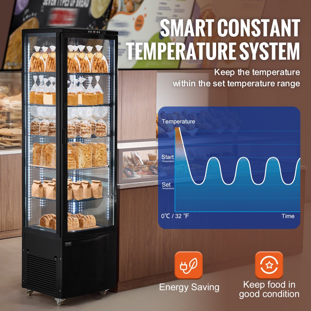 Refrigerated Display Case Bakery Display Fridge Case 9.8 cu ft/278L 5-Tier