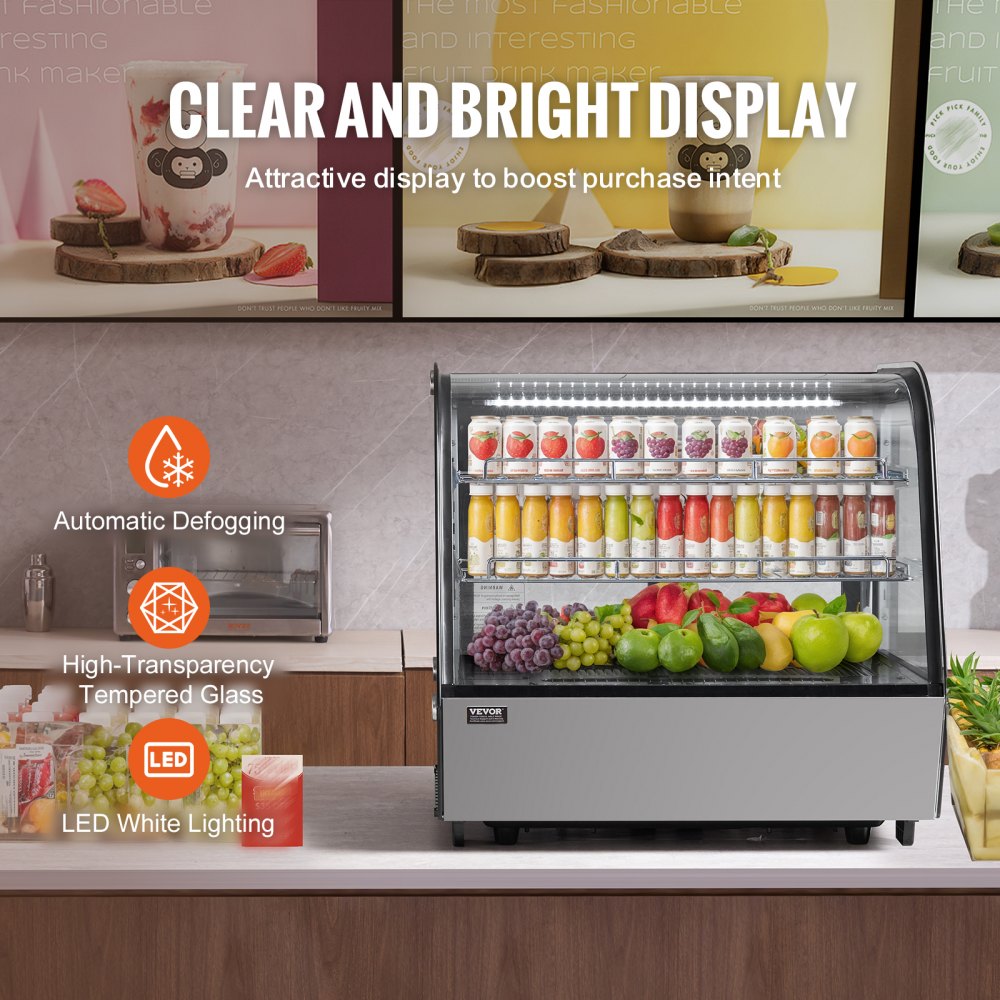 Refrigerated Display Case Bakery Display Fridge Case 4.2 cu ft/115L 2-Tier