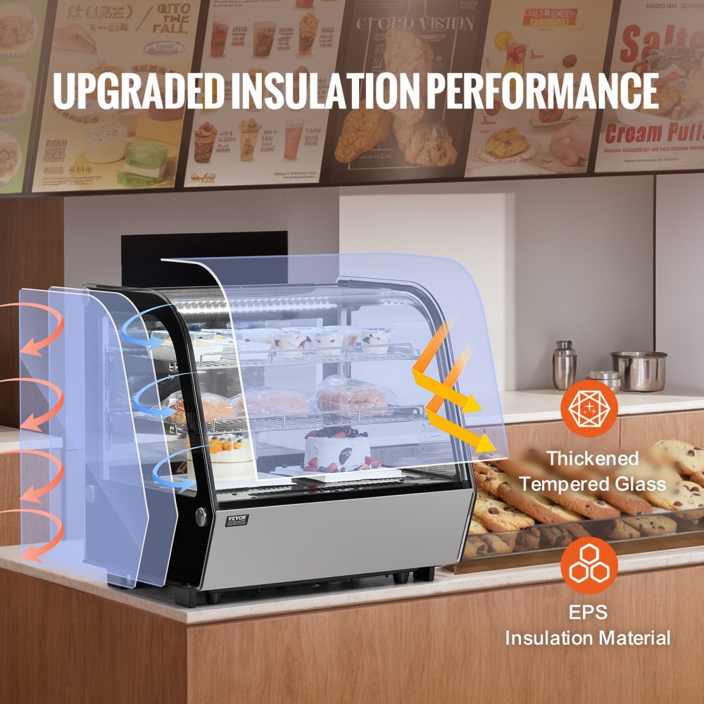 Refrigerated Display Case Bakery Display Fridge Case 4.2 cu ft/115L 2-Tier